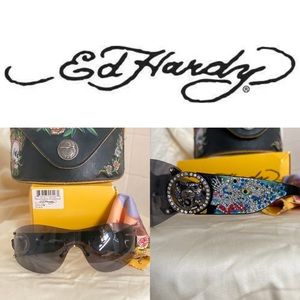 ED HARDY model EHS 030 White Tiger BlackSunglasses